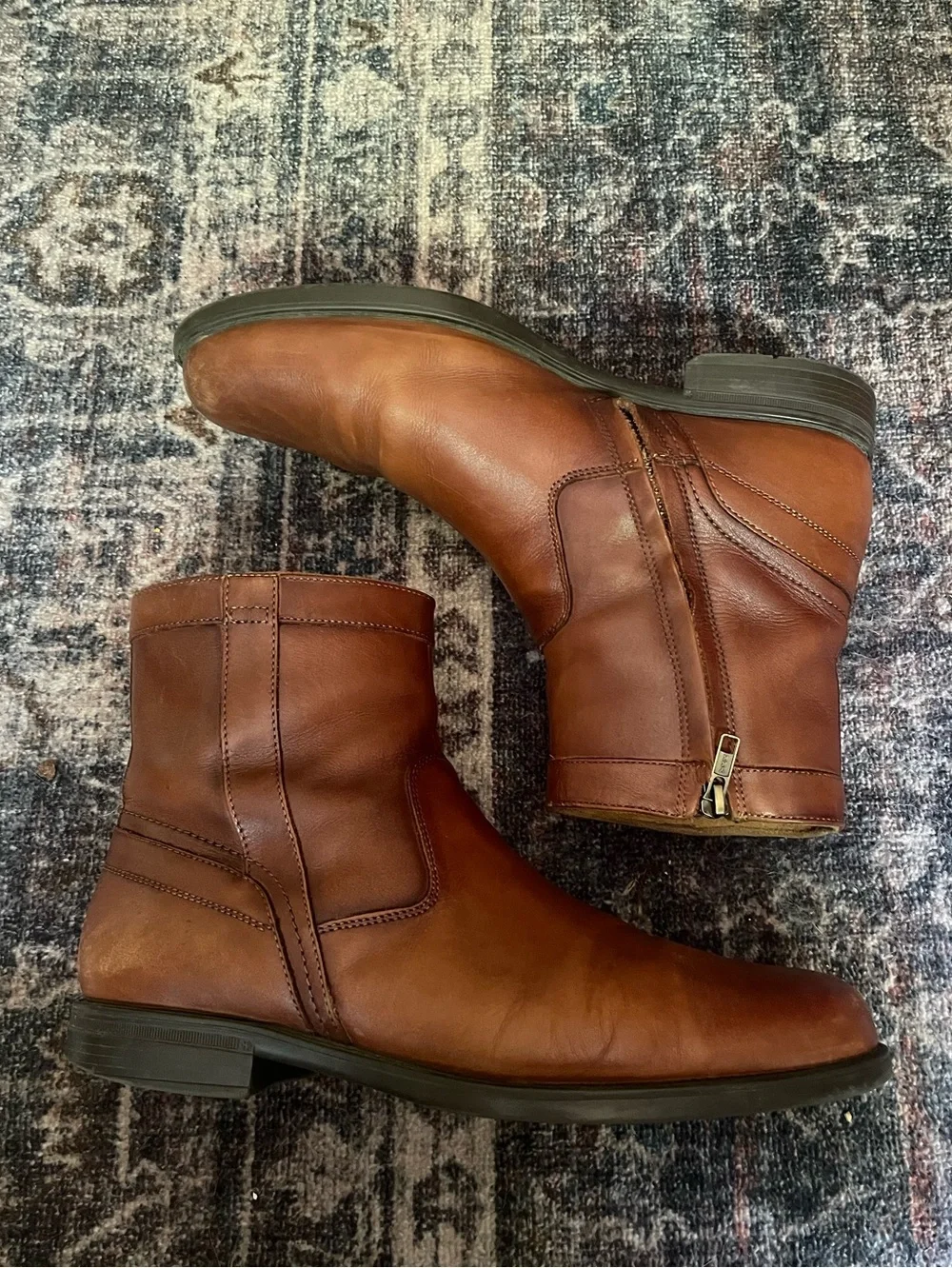 Florsheim midtown zipper cognac plain toe boots men’s size 7D